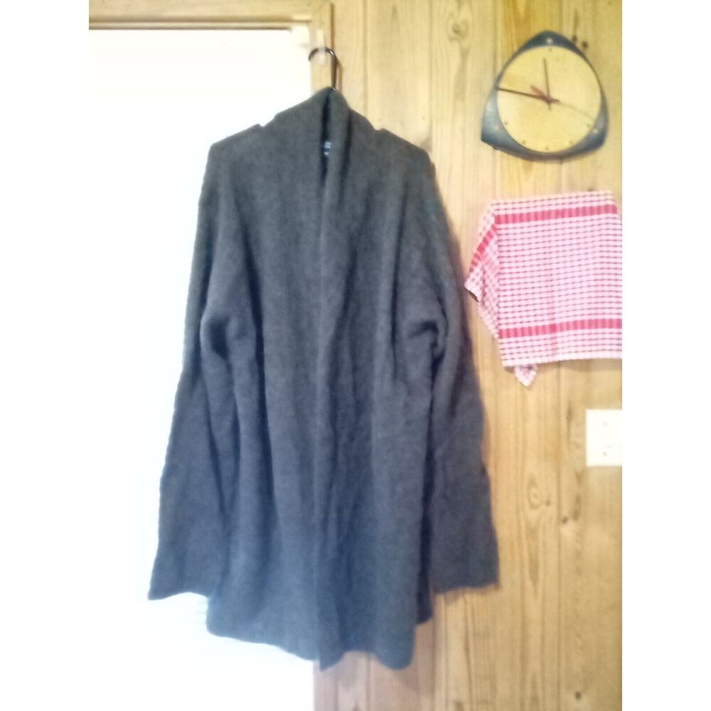 Eileen Fisher Open Front Wool Mohair Cardigan Sweater Brown Women’s Size Large